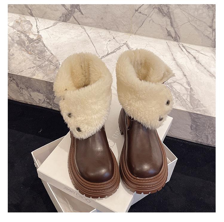 Korte bruine Martin boots voor dames 2025 nieuw herfst en winter retro Maillard dubbel draagbaar dikke zool hoogteverhogend veelzijdig korte laarzen