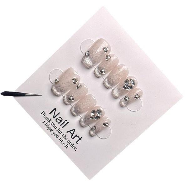 Hand Cats Eye Wearing Nail Art Water Diamond Nude Color Whitening Patch Nail