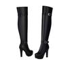 Women's High-heeled Boots, Sexy European and American Style Waterproof Platform Thick Heel Solid Color Large-size Knee Boots