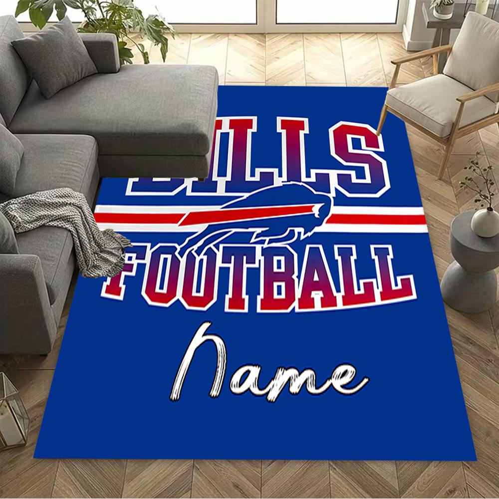 Buffalo Bills Football Customized Name Area Rug Suitable for Decorate Room Dining Room Study Room Hallway Antislip Carpet Anime Office Decor