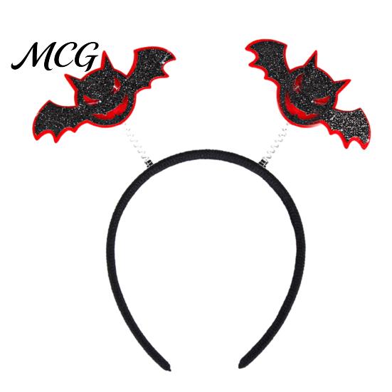 Festive Halloween Decoration Headband for Kids Adults, Glitter Pumpkin Bat Ghost Adjustable Hairband Skull Hair Accessories Cosplay Dress Up