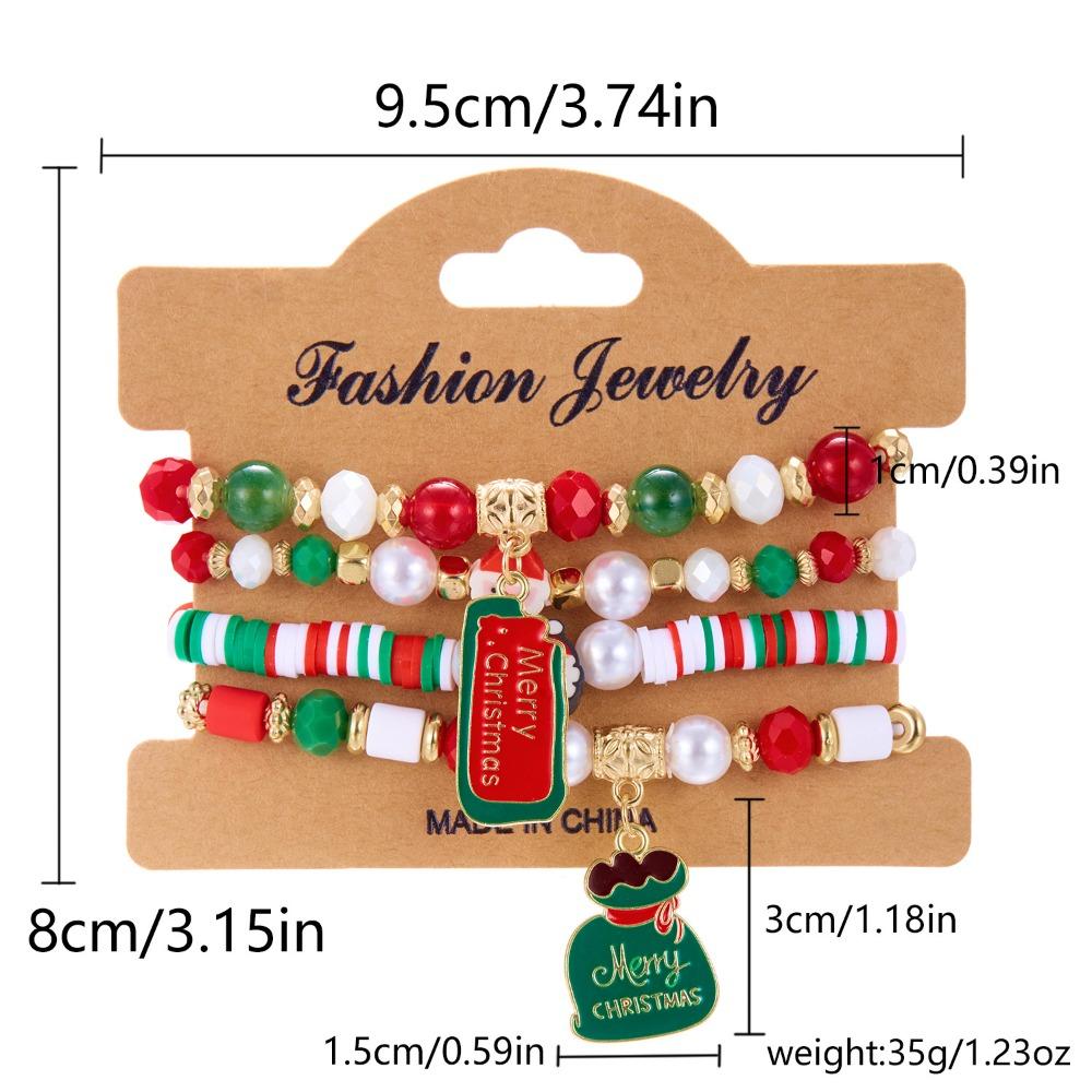 4pcs/set Christmas Tree Christmas Beads Bracelets Santa Christmas Jewelry  Girl