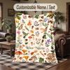 Autumn Leaves Dog Theme Throw Blanket Custom Name Text Personalized Blanket Soft Cozy Blanket for Home Sofa Bed