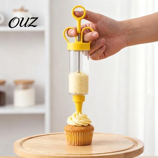 DIY Pastry Decoration Set Dessert Cake Icing Dispenser, 8/11 Interchangeable Nozzles Piping Tips, Easy Control Decorator Ergonomic Transparent Barrel