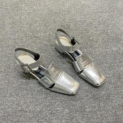 Summer Hollow Out Dámské Sandály Stříbrné robustní lodičky Luxusní design Spona Pásek Slingback Gladiator Řím Boty Zapatos De Mujer