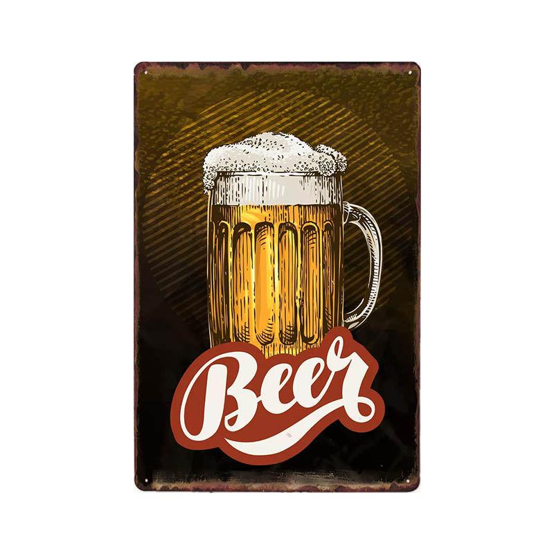 Beer Vintage Metal Tin Sign Chic Home Bar Cafe Poster Wall Decor Art Plaque Pub Tavern Retro Decorative Plates 20*30 CM