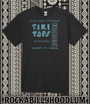 Retro Tiki Art Tee T Shirt Bar Mug Restaurant Tiki Tops Oahu Hawaii