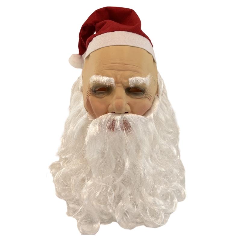 Halloween Party SantaClaus Latex Mask Party Dress Up Supplies Christmas SantaClaus Hat Mask Full Face SantaClaus Mask