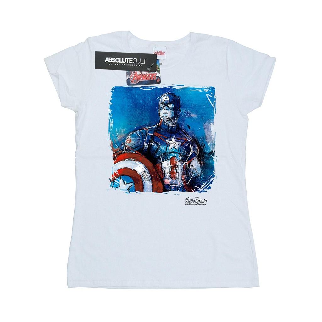 Marvel Womens/Ladies Captain America Art Cotton T-Shirt