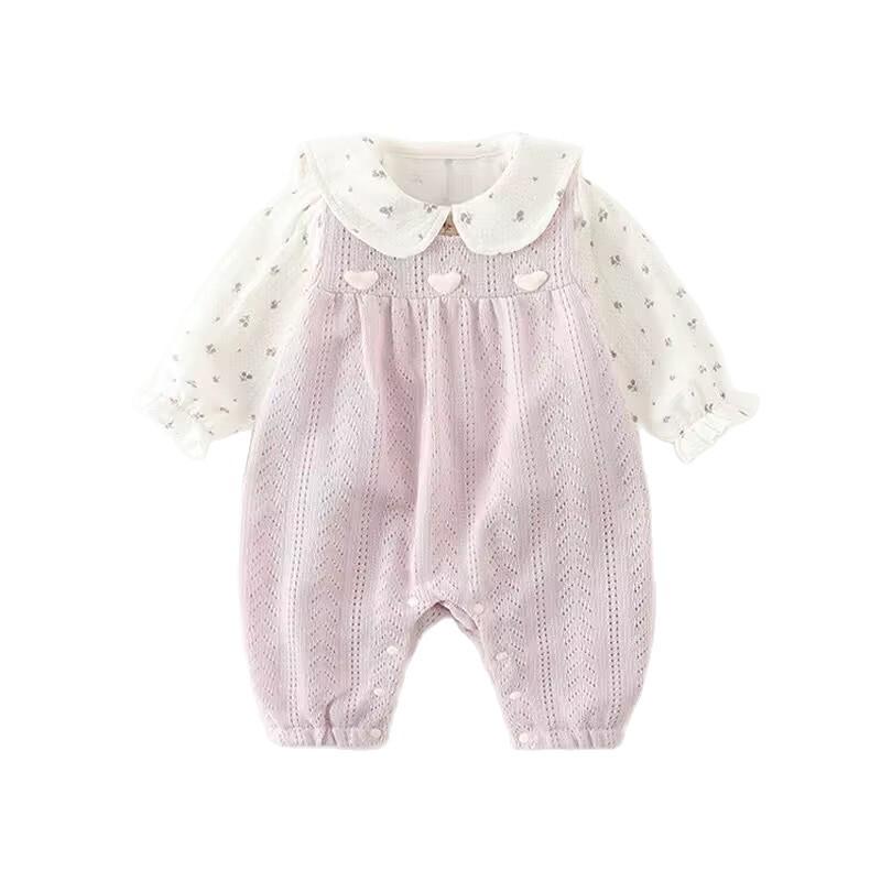 

Модный комбинезон для девочек в корейском стиле с воротником: Милый детский ромпер-двойка на весну и осень 66 cm