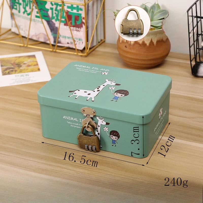 Secret Decorative Storage Box Small Metal Keepsake Container Tin Case with Lock and Key for Kids Girls Boys Gift Home Decoration