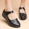 Dames Echt Leer Antislip Klittenband Schoenen - Middelbare Leeftijd & Ouderen, Eerste Laag Koeienhuid, Moeder-Vriendelijke Platte Schoenen, Grotere Maten Beschikbaar