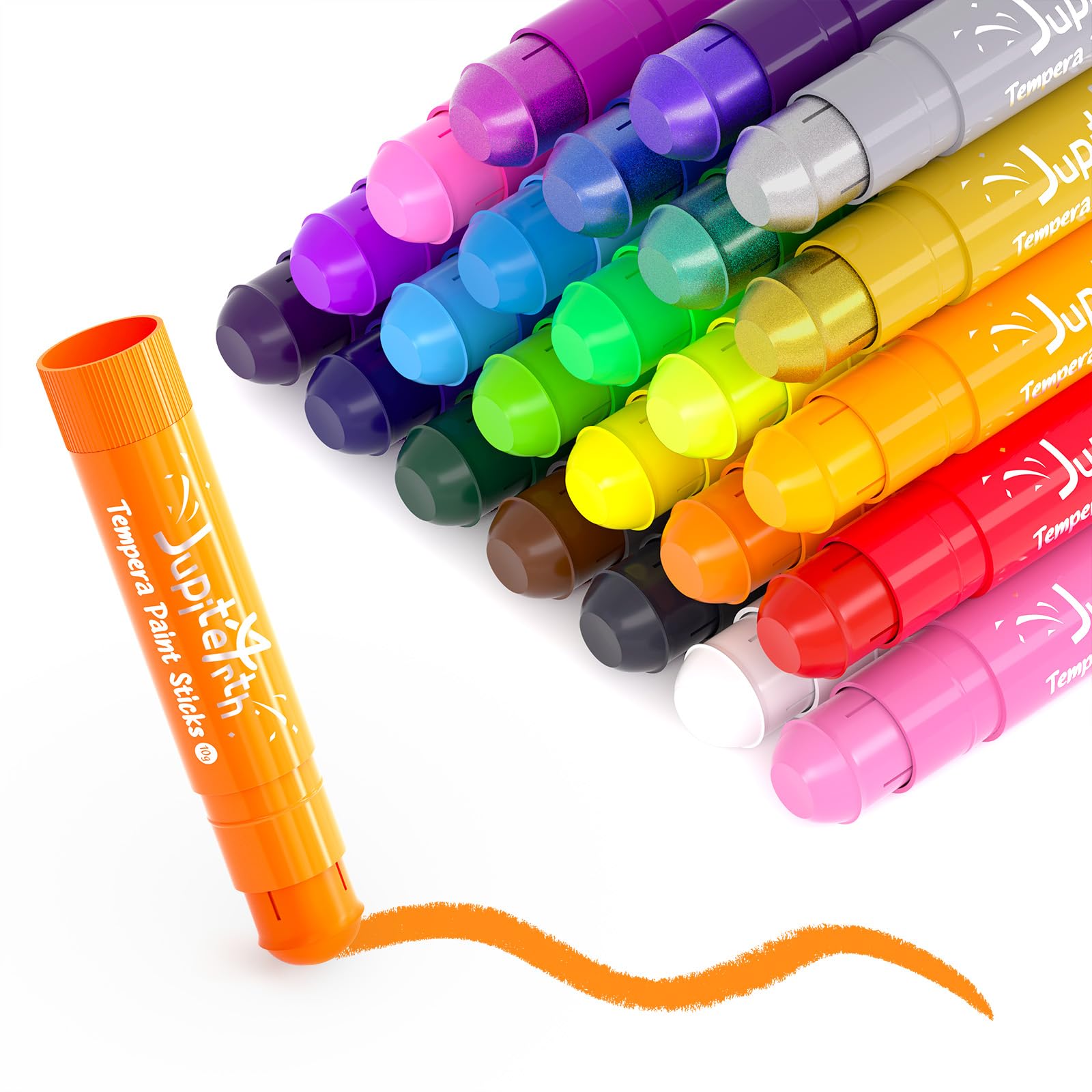 JUPITEARTH Tempera 24 Pastel Tempera Paint Easy to for Elementary School Toddlers Crayons, Colors, Colors, Sticks, Retractable, Hold, Messy,