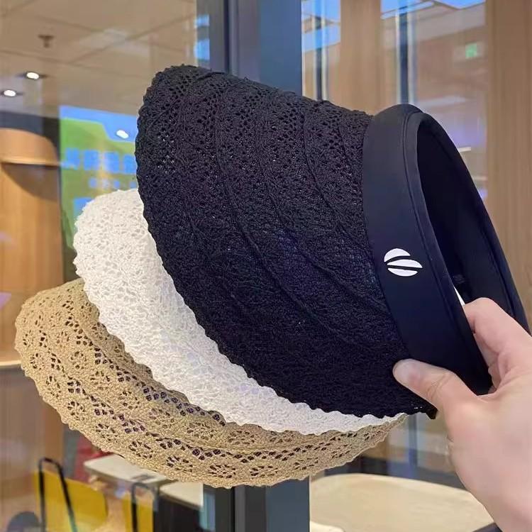 Summer Lace Sun Protection Empty Top Hat Women's Outdoor Travel Fashion Versatile Sun Hat Vacation Beach Sun Hat