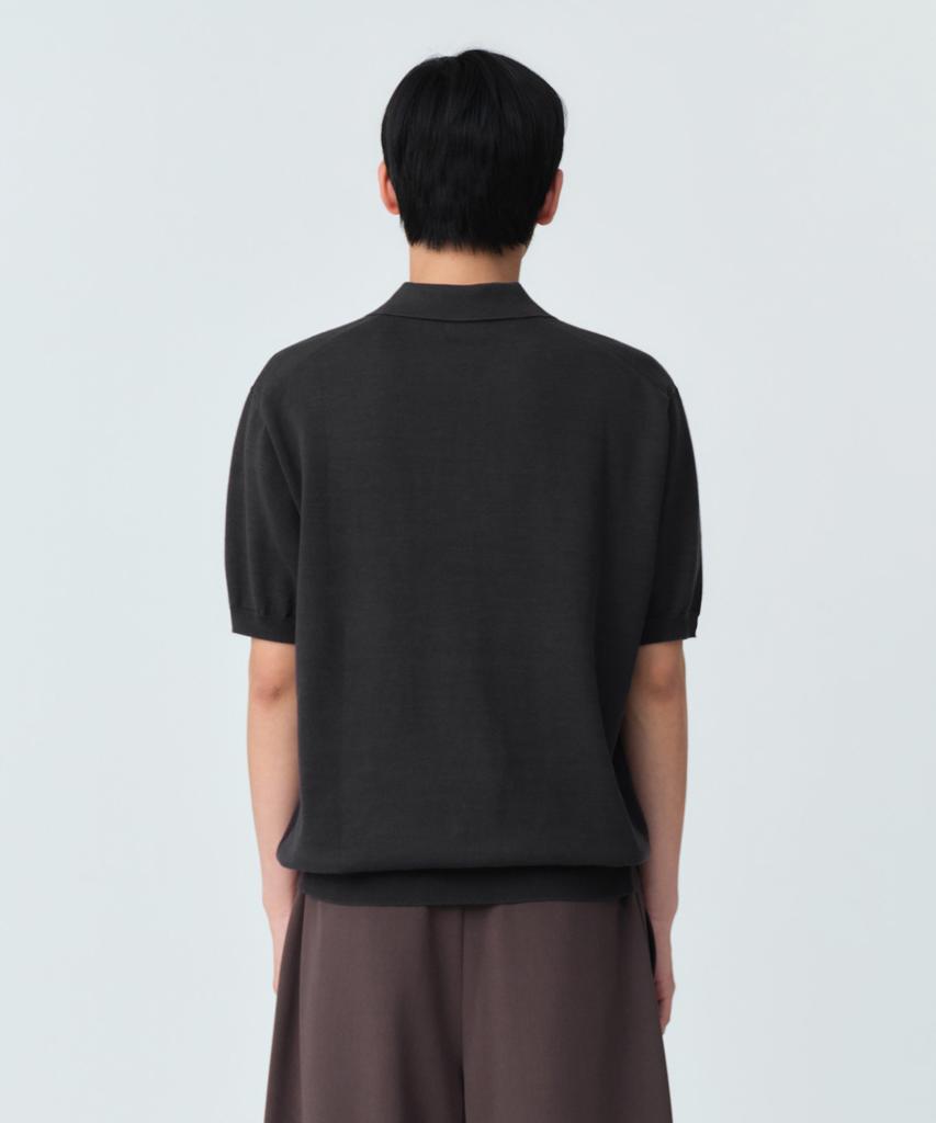 MUSINSA STANDARD Washable Supima Cotton Knitted Polo Shirt [Dark Grey]