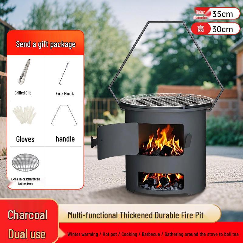 Portable Outdoor Firewood Stove: Multi-Functional and Thickened for Camping, Picnics, and Tea Brewing