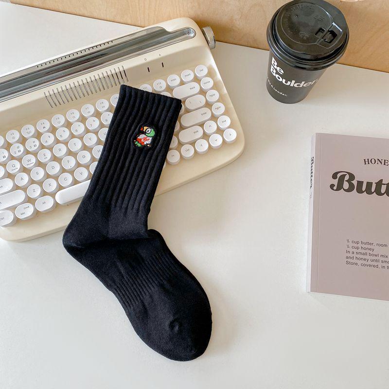 Women's Embroidered Mid-Tube Pile Socks for Autumn/Winter