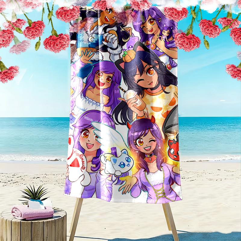 Aphmau Print Beach Towel, Large Soft Quick Dry Towel for Beach Camping Swimming