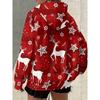 Autumn and Winter Women's Plus Size Christmas Santa Claus Print Hooded Sweatshirt Cozy  Pullover Sweatshirt Holiday Outfits