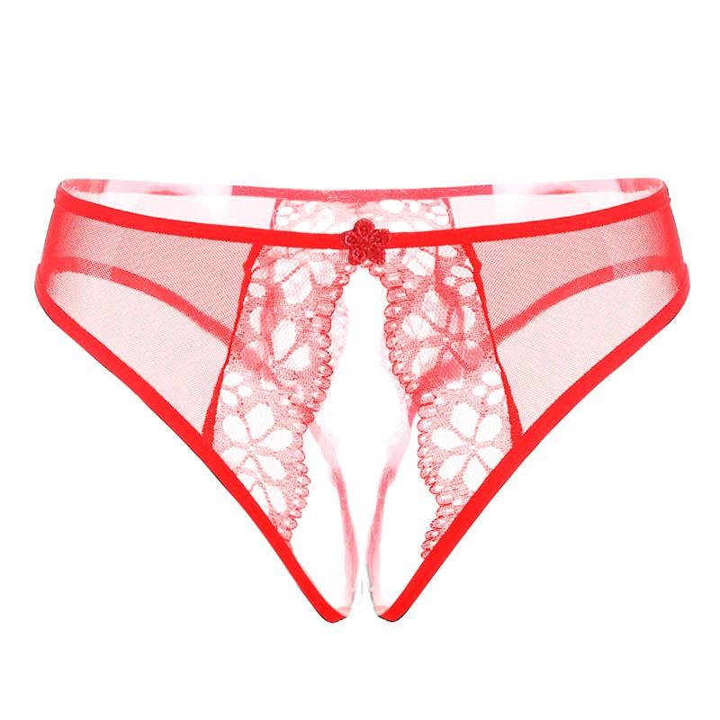 Sexy Underwear Sexy T-shaped Open Panties Thong Women's Lace Sao Low Waist Hot Open Crotch Temptation Transparent