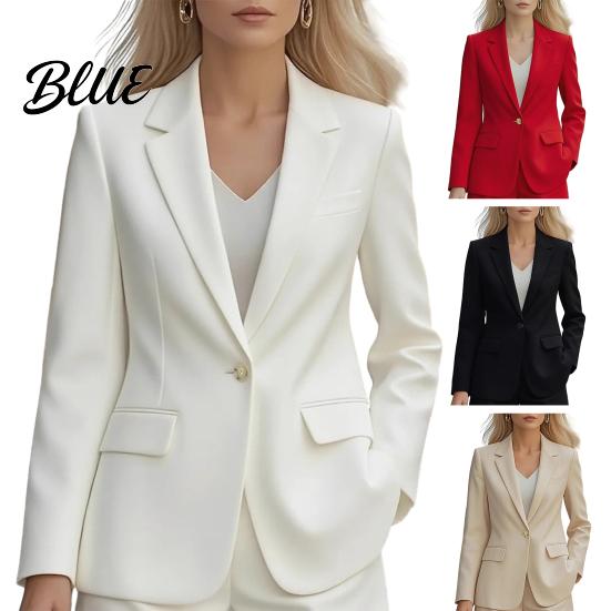 Mini Suit Coat Autumn Texture Lapel Long Sleeve Single Button Draped Anti-wrinkle Jacket with Flap Pockets Solid Color Business Outerwear High