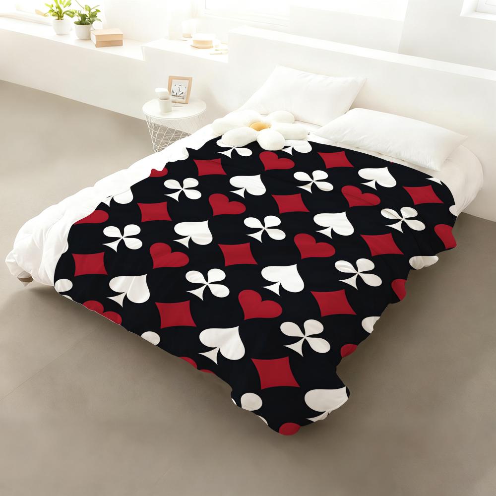 Playing Card Patterns Throw Soft Flannel Throw Blanket Lightweight Cooling Summer Ac Nap Blanket For Sofa Bed Couch Travel