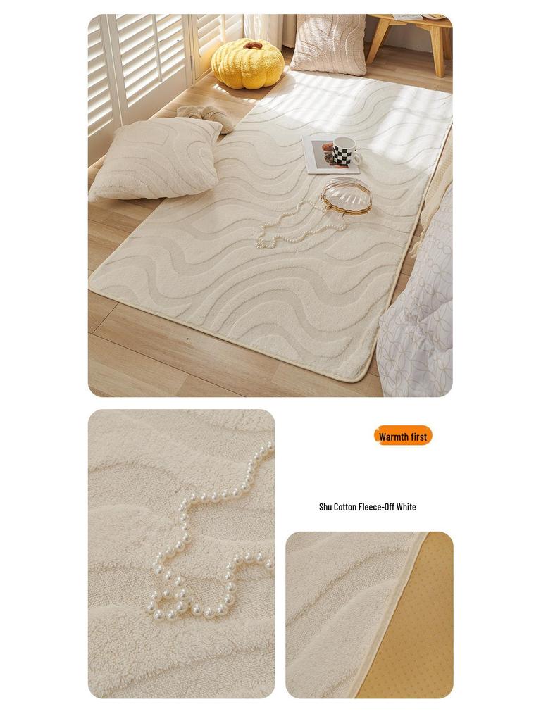 Shu Baumwoll-Wohnzimmerteppich mit rutschfester Oberfläche: Fleckenabweisender, strapazierfähiger und pflegeleichter Teppich für Sofa und Couchtisch