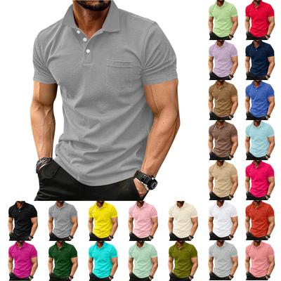Camicie Moda da Uomo a Maniche Corte Casual in Cotone per Golf Camicia Traspirante con Tasca