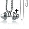 Men's Stainless Steel & Titanium Dumbbell Pendant Necklace - Trendy Sports Fashion Jewelry