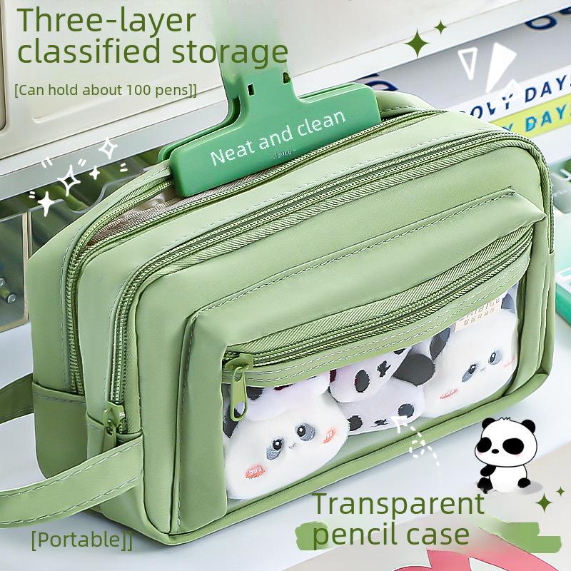 2024 Large Capacity Transparent Pencil Case for Girls: Perfect for Elementary and Junior High Students