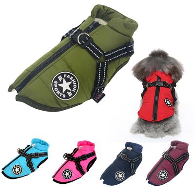 Große Haustier-Hundejacke mit Geschirr, warme Winter-Hundekleidung für Labrador, wasserdichter großer Hundemantel, Chihuahua, französische Bulldoggen-Outfits