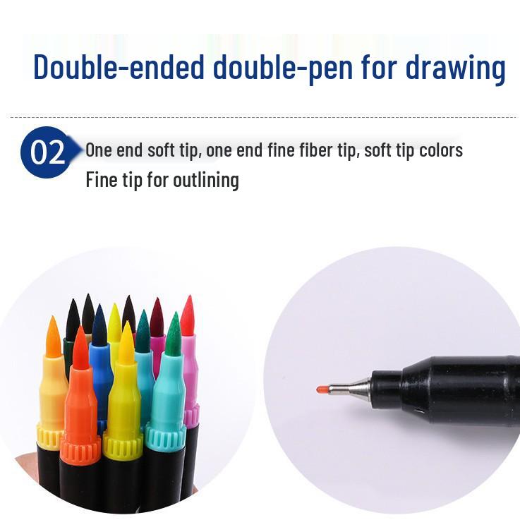 Double-Headed Washable Watercolor and Manga Pen Set for Kids