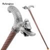 Silver Dragon Wooden Single Joint Fashion Walking Stick Decorative Cospaly Cane Halloween Mace Crutch  Wand Crosier 95cm