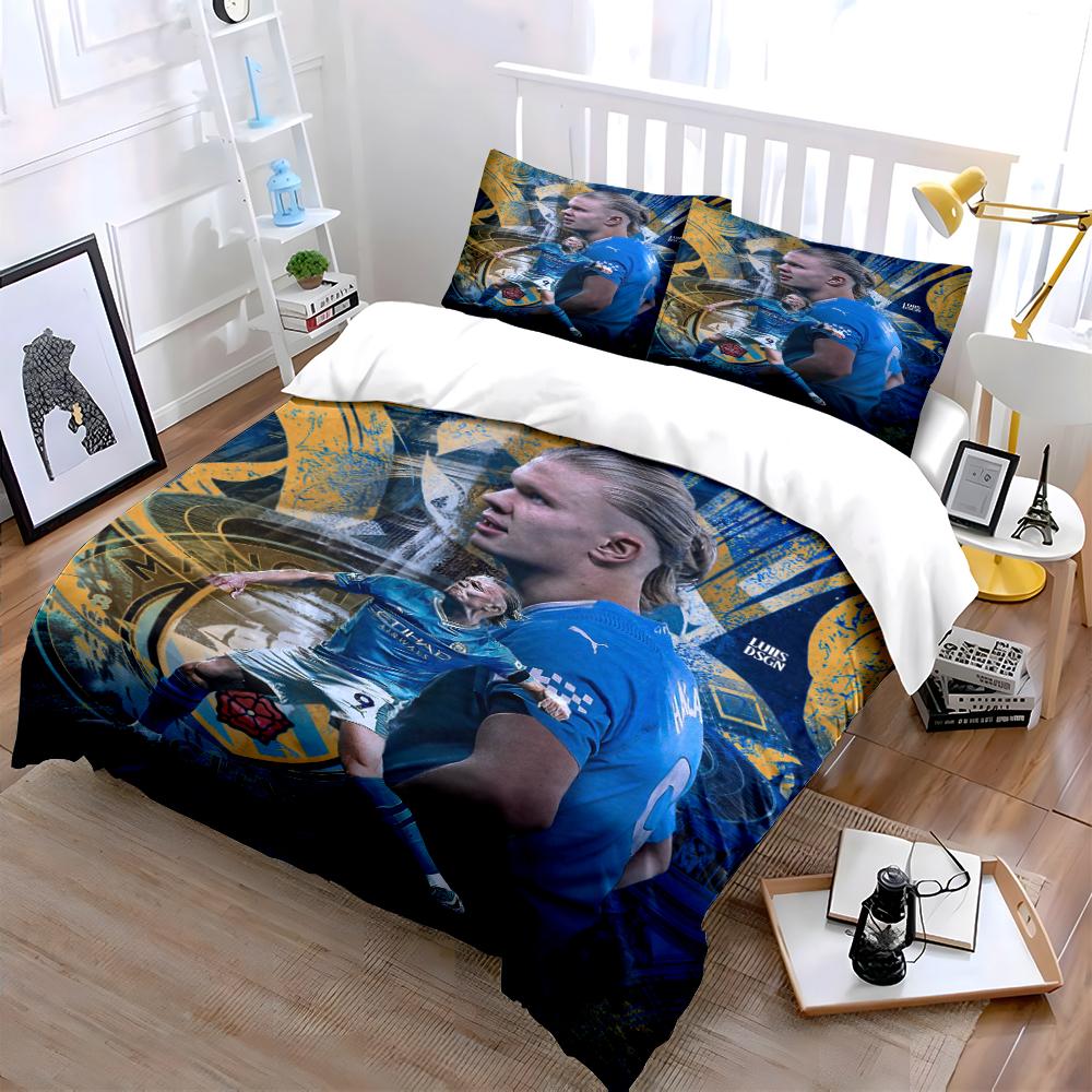 Blue Soccer Theme Bedding Set Bedding Duvet Cover Set Duvet Cover Pillowcases Home Decor (1 * Duvet Cover 2 * Pillowcases, Without Duvet Insert)