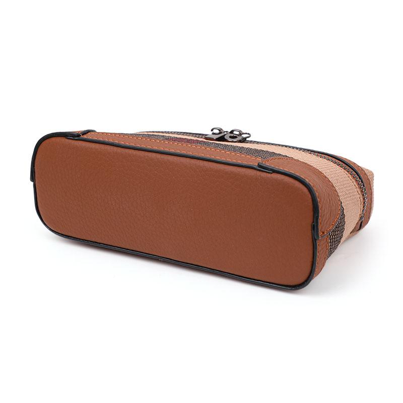 New Women's One Shoulder Crossbody Bag Canvas with Cowhide Plaid Pattern Phone Bag