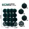 24pcs 6cm Flocked Christmas Ornament Balls Tree Decoration - Modern Minimalist Holiday Decor In Green Ivory Pink Camel