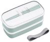 OSK Antibacterial Bento Hinoki Nopura with and Lunch Made In (OSK) Two-Tier Box, 330ml/320ml Capacity, Blue, (HKP) No. 3, Chopsticks, Divider, Belt,