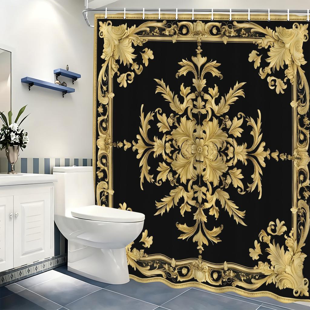 Gorgeous Crown & Royal Pattern Polyester Shower Curtain - Stylish Bathroom Decor, Classic & Elegant Bath Linen For Home