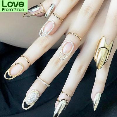 Nuovo anello sottile in metallo gotico per unghie da donna, protezione quotidiana per la punta delle dita, anello alla moda, regalo per la manicure della fidanzata