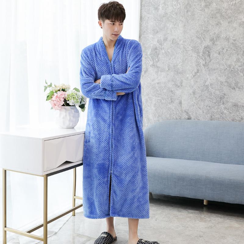 Herbst und Winter Superlanges Nachtkleid Damen Verdicktes Nachthemd Korallenvlies Bademantel Schlafanzug für Paare