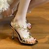 Fashion 2025 New Street Style Fashion  Transparent Pointed Toe Women Sandals Street Prom Thin Heels Shoes Summer Zapatos De Mujer
