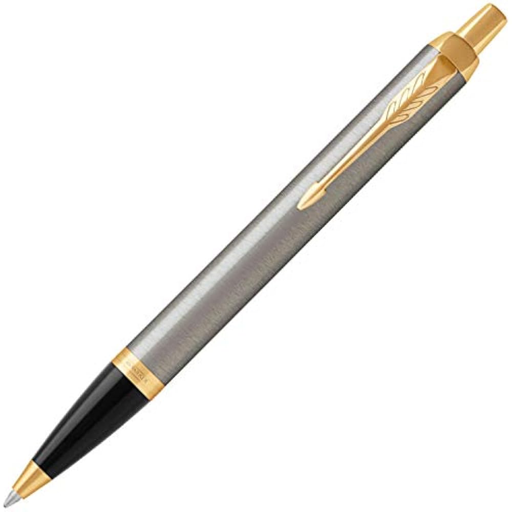 PARKER Parker Ballpoint Pen IM Brushed Metal GT Medium, Permanent Imported in Gift Box 1975642