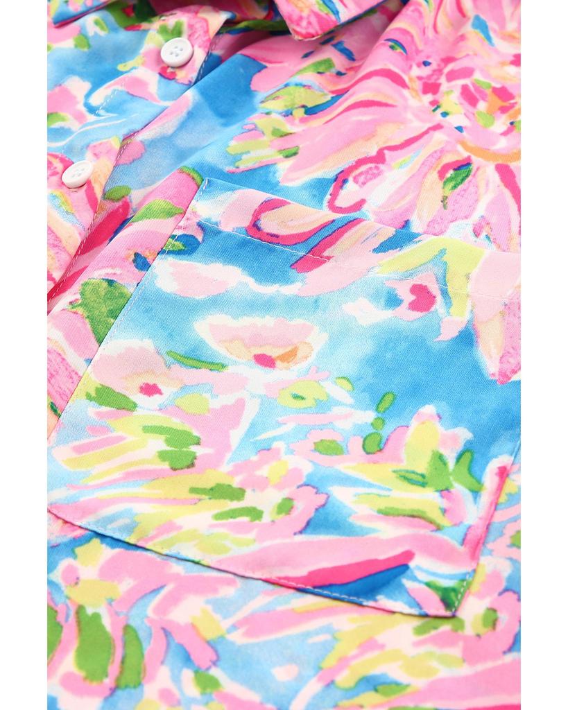 Azura Exchange Buttoned Sheath Long Sleeve Shirt with Abstract Floral Print