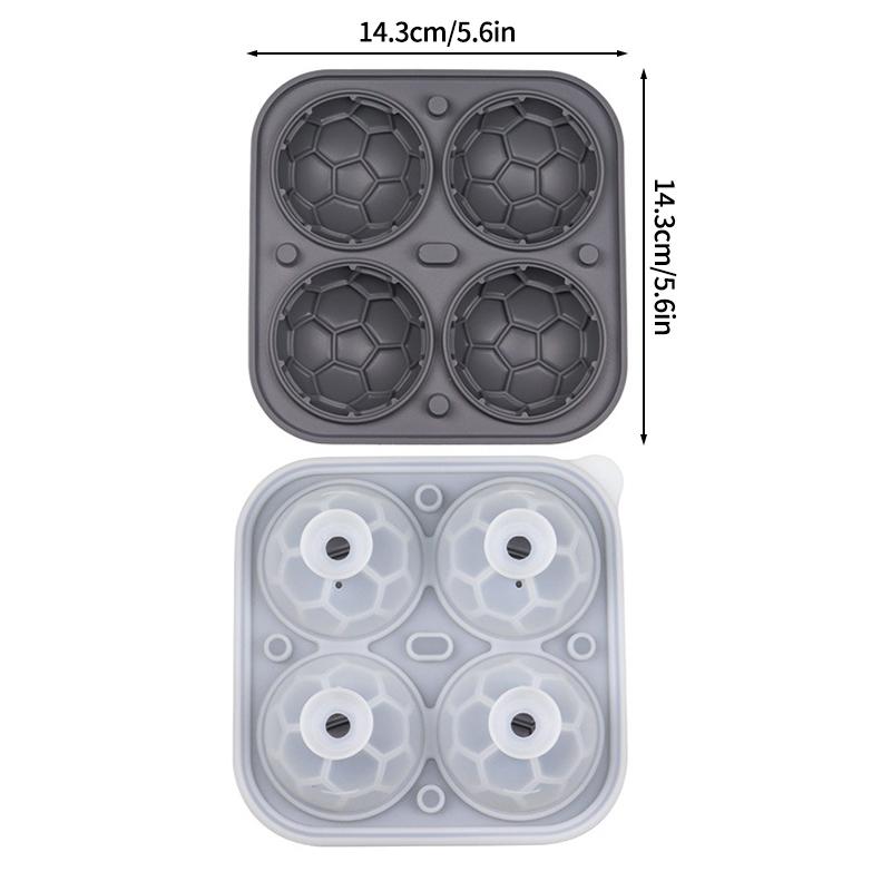 4/9 Grid  Football Theme Ice Cube Mold Silicone Kitchen Ice Cube Make Tray Barware Round Ice Cube Molds For Beer Cocktail