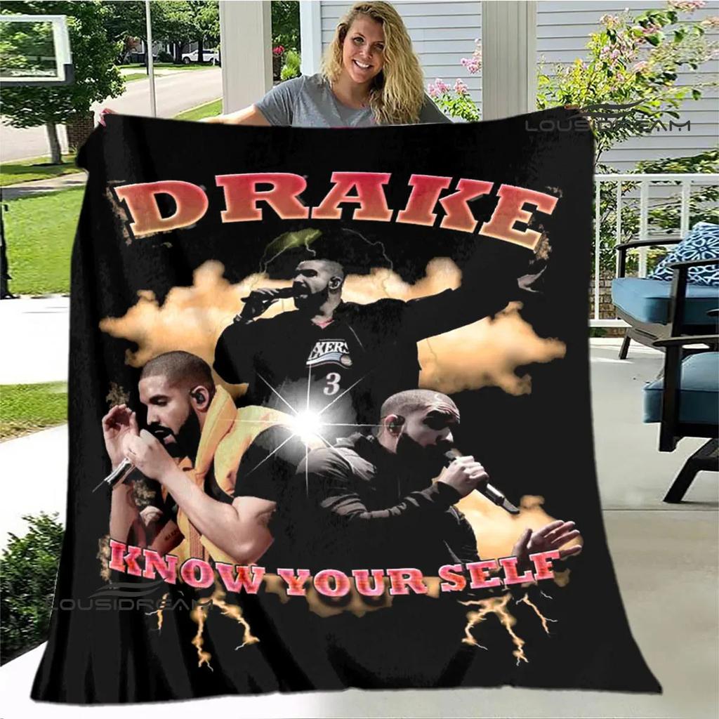 Rapper Drake Coperte Stampate 3D Calda Coperta in Flanella Morbida e Accogliente Coperte da Viaggio Fodere per Letto Regalo di Compleanno