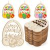 50Pcs Wooden Easter Egg Hanging Ornaments, Paintable DIY Wood Slices, Ideal for Easter Party Decor, Gift Tags & Holiday Crafts
