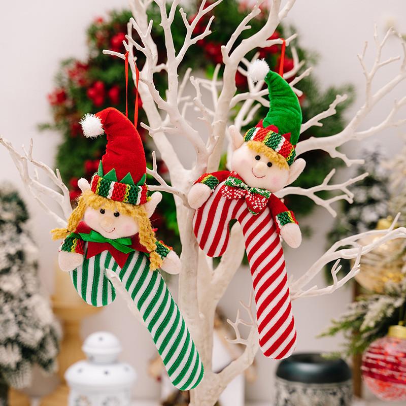 Fabric Elf Enchanting Hanging Decoration For Christmas Featuring Adorable Cane Candy
