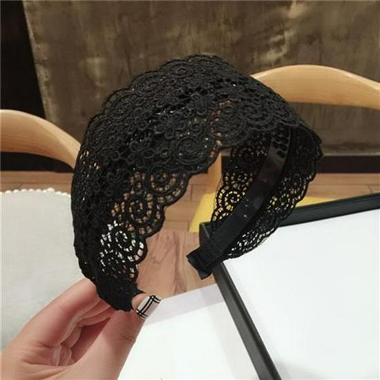 Anti-Slip Wide Lace Headband with Teeth - Korean Style
