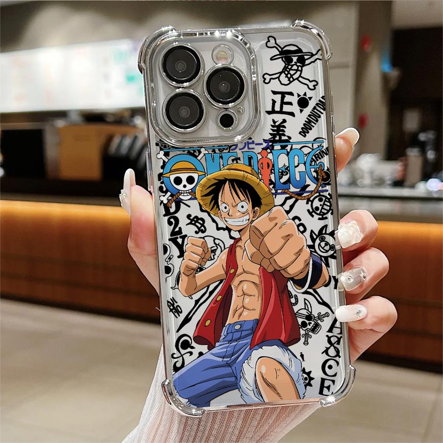 One Piece Luffy Cute Case for Apple iPhone 13 12 11 Pro Max 17 Air 16 15 14 Plus 16e Clear Cover