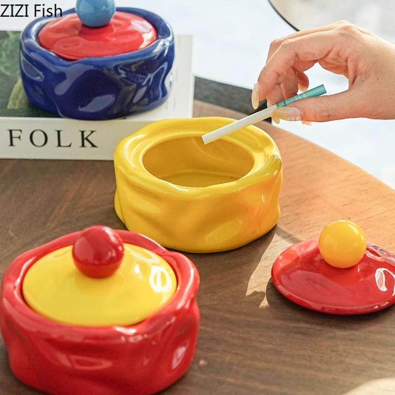 Colorful Irregular Shape Ashtray Ceramic Ash Tray Home Office Table Smoking Accessories for Weed Ashtrays Gift for Boyfriend